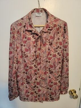 Vintage Paisley Tie-Neck Blouse